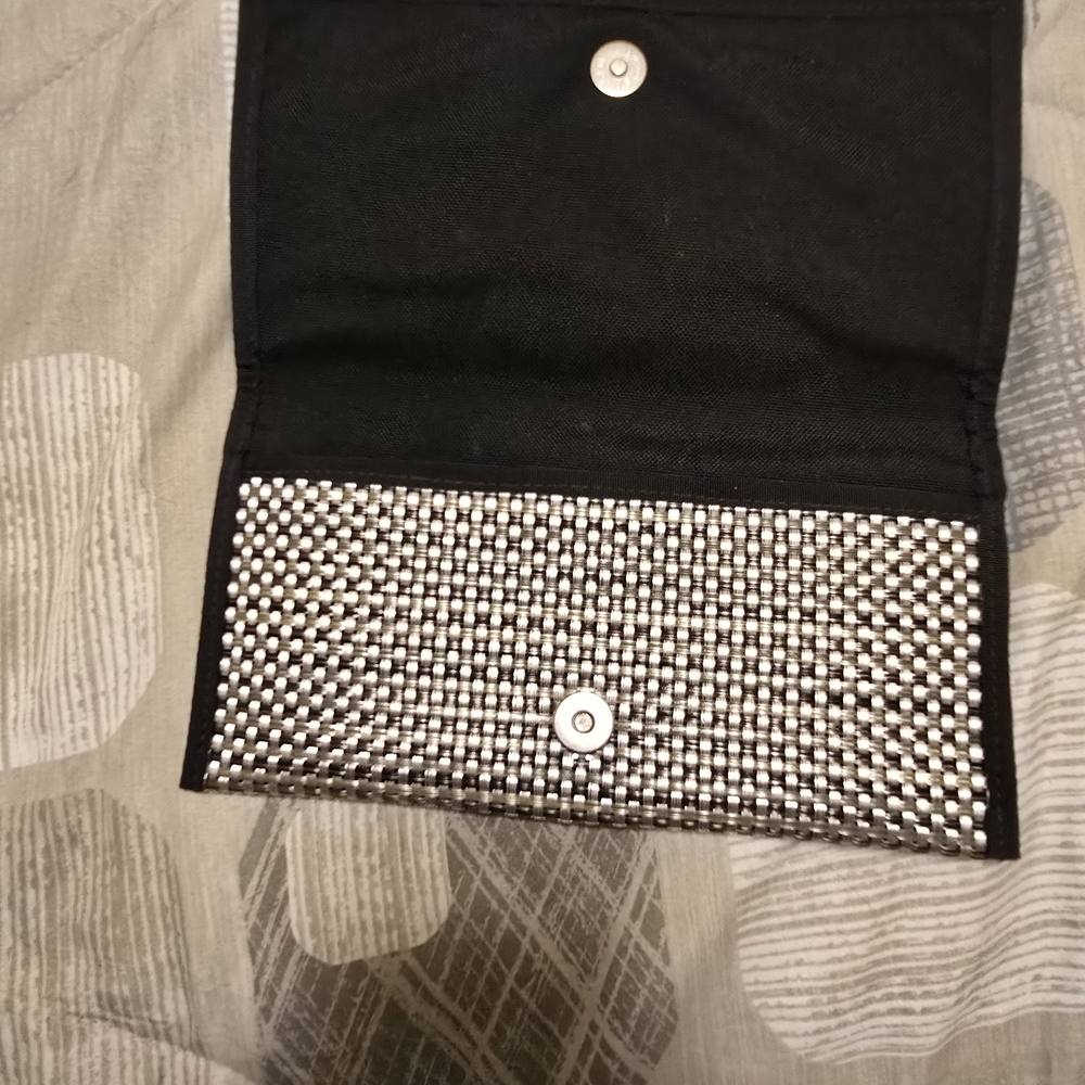 Designs By ERICA SANTA FE Black and Silver Woven Clutch/TRAVEL FOLDER - Picture 2 of 4